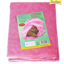 ZOOSPA полотенце для животных из микрофибры 60 х 100 см розовое