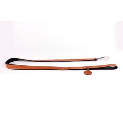 Collar поводок КОЛЛАР СОФТ двойной прошитый, 122 см 18 мм, коричневый верх