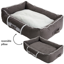 Rogz Lounge Podz Лежак с бортиком и двусторонней подушкой, серый/кремовый