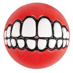 Rogz мяч с принтом зубы и отверстием для лакомств GRINZ, цвет красный