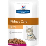 Hill`s K/D диетический влажный корм для кошек- лечение заболеваний почек, с говядиной, мягкая упаковка, Prescription Diet k/d Feline, 85 гр. х 12 шт.
