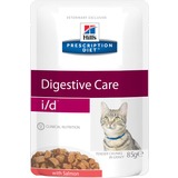 Hill`s I/D диетический влажный корм для кошек- профилактика и лечение заболеваний ЖКТ, с лососем, мягкая упаковка, Prescription Diet Feline i/d Tender Chunks in Gravy, 85 гр. х 12 шт.