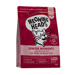 Корм Meowing Heads для кошек старше 7 лет, с лососем и яйцом "Мудрые года", Senior Moments