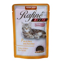 Animonda мясо индейки, сердце и морковь Rafin Soup Kitten для котят, 100 гр. х 12 шт.