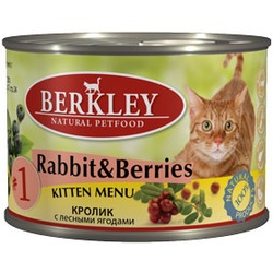 Berkley №1 кролик с лесными ягодами, консервы для котят, 200 гр.