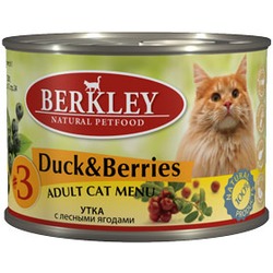 Berkley №3 утка с лесными ягодами, консервы для кошек, 200 гр.