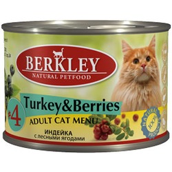 Berkley №4 индейка с лесными ягодами, консервы для кошек, 200 гр.