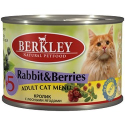 Berkley №5 кролик с лесными ягодами, консервы для кошек, 200 гр.