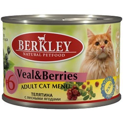 Berkley №6 телятина с лесными ягодами, консервы для кошек, 200 гр.