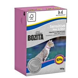 Bozita Sensitive Hair&Skin Кусочки в желе с лососем для кошек с чувствительной кожей и шерстью, 190 гр.