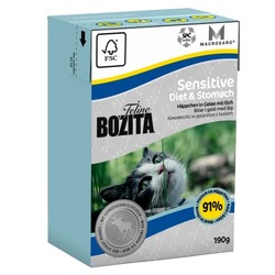 Bozita Sensitive Diet&Stomach Кусочки в желе с мясом лося для кошек с чувствительным пищеварением, 190 гр.