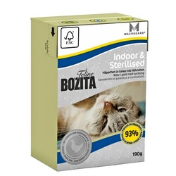 Bozita Indoor&Sterilised кусочки в желе с курицей для стерилизованных и домашних кошек, 190 гр.