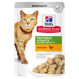Hill`s Влажный корм для пожилых кошек в паучах с курицей, Science Plan Youthful Vitality 7+ Chicken, 85 гр. х 12 шт.