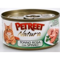 Petreet кусочки розового тунца со шпинатом, консервы для кошек, 70 гр.