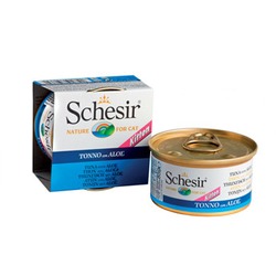 Schesir Kitten тунец с алоэ, кусочки в желе, консервированный корм для котят