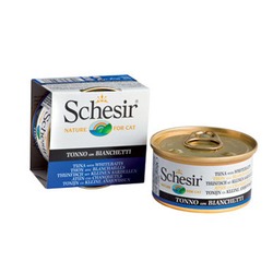 Schesir с тунцом и снетками, кусочки в желе, консервированный корм для кошек