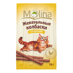 Molina Жевательные колбаски для кошек с курицей, 4 шт. (36 гр.)
