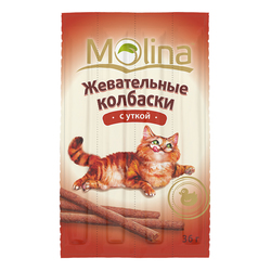 Molina Жевательные колбаски для кошек с уткой, 4 шт. (36 гр.)