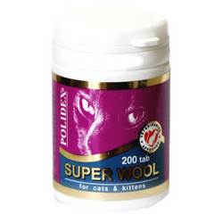 Polidex Super Wool поливитаминно-минеральный комплекс для улучшения состояния кожи, шерсти, когтей и профилактики дерматитов, 200 табл.