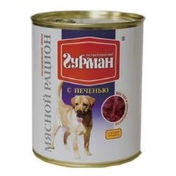 Четвероногий гурман консервы «Мясной рацион» с печенью для собак, 850 гр.