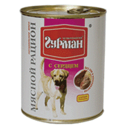 Четвероногий гурман консервы «Мясной рацион» с сердцем для собак, 850 гр.
