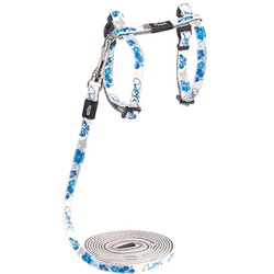 Rogz Набор шлейка (24-40см) + поводок (длина 1,8м) для кошек GlowCat "Синие цветы"