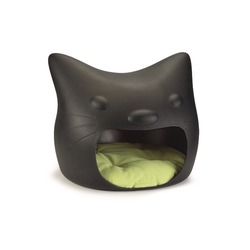 I.P.T.S. Домик для кошек "Кошачья голова" с лежаком, цвет черный