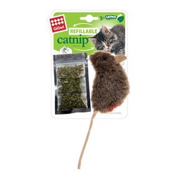 GiGwi Мышка 10 см с кошачьей мятой + 3 пакетика мяты, арт.75300