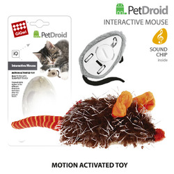 GiGwi Мышка со звуковым чипом электронная игрушка для кошек Pet Droid двигается при касании лапами 19 см арт.75359 арт.75315