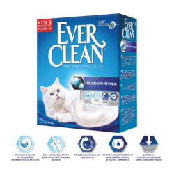 Ever Clean Multi Crystals Blend - наполнитель комкующийся для кошек с добавлением кристаллов для максимального контроля запаха, без ароматизатора