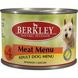 Berkley №4 ягнёнок с рисом, консервы для взрослых собак, 200 гр.