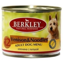 Berkley №12 оленина с лапшой, консервы для взрослых собак, 200 гр.