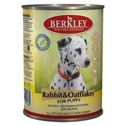 Berkley кролик с овсянкой, консервы для щенков, 400 гр.