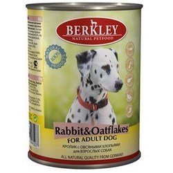 Berkley кролик с овсянкой, консервы для взрослых собак, 400 гр.