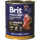 Brit Premium by Nature Консервы с говядиной и печенью для взрослых собак всех пород , 850 гр.