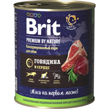 Brit Premium by Nature Консервы с говядиной и сердцем для взрослых собак всех пород, 850 гр.