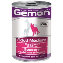 Gemon Dog Medium консервы для собак средних пород кусочки говядины с печенью 415 гр.