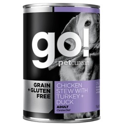 GO! NATURAL Holistic консервы беззерновые с тушеной курицей, индейкой и мясом утки для собак, Grain Free Chicken Stew with Turkey + Duck , 400 гр.