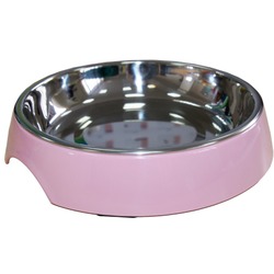 SuperDesign миска на меламиновой подставке для кошек широкая 250 мл, розовая.