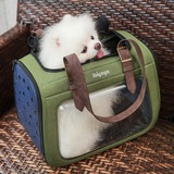 Ibiyaya складная сумка-переноска для кошек и собак до 6 кг Portico Mixed-fabric Pet Transporter, прозрачная с зеленым