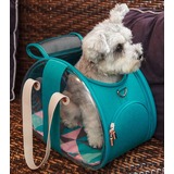 Ibiyaya складная сумка-переноска для кошек и собак The Bubble Hotel Semi-transparent Pet Carrier -Turquoise