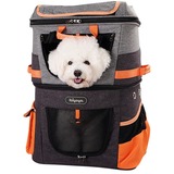 Ibiyaya рюкзак-трансформер для собак и кошек до 12 кг, цвет серо-оранжевый, Two-tier Pet Backpack